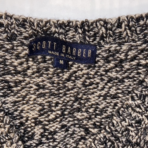 Scott Barber Men’s V-Neck Medium Gray And Black Sweater - Picture 3 of 5